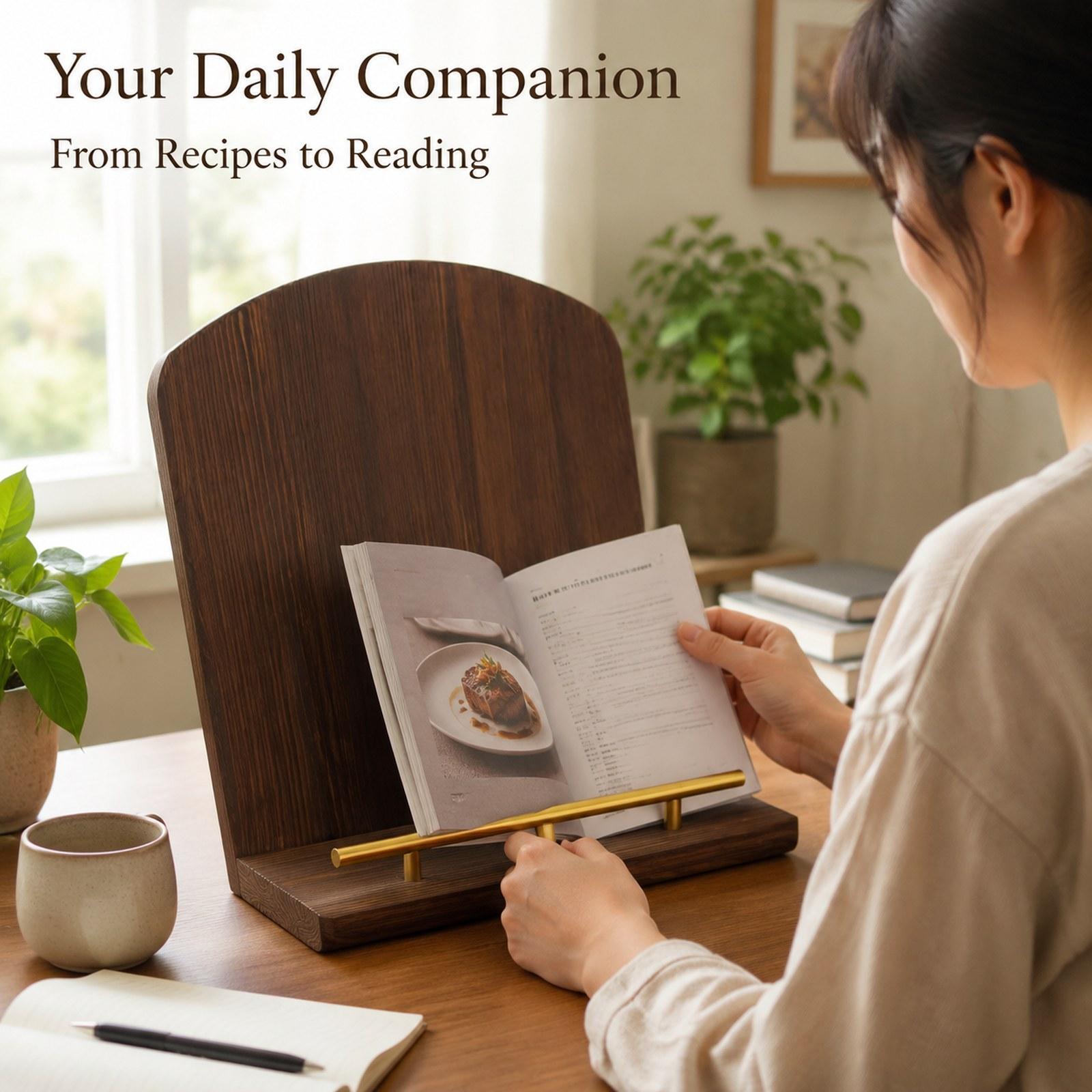 Home Cooking Cookbook - Wooden Cookbook Stand Space Saving Cooking