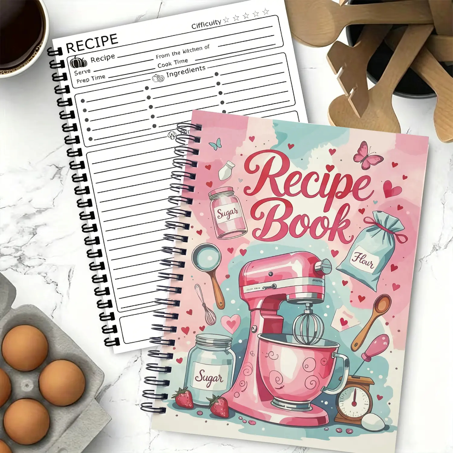 Home Cooking Cookbook - A5 Family Cookbook Recipe Notebook, Blank