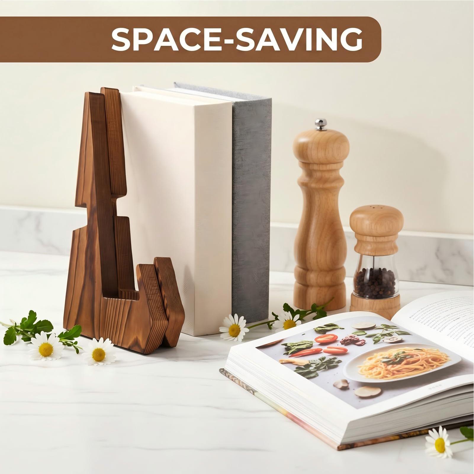 Home Cooking Cookbook - Cookbook Stand Wooden Adjustable Foldable Rack
