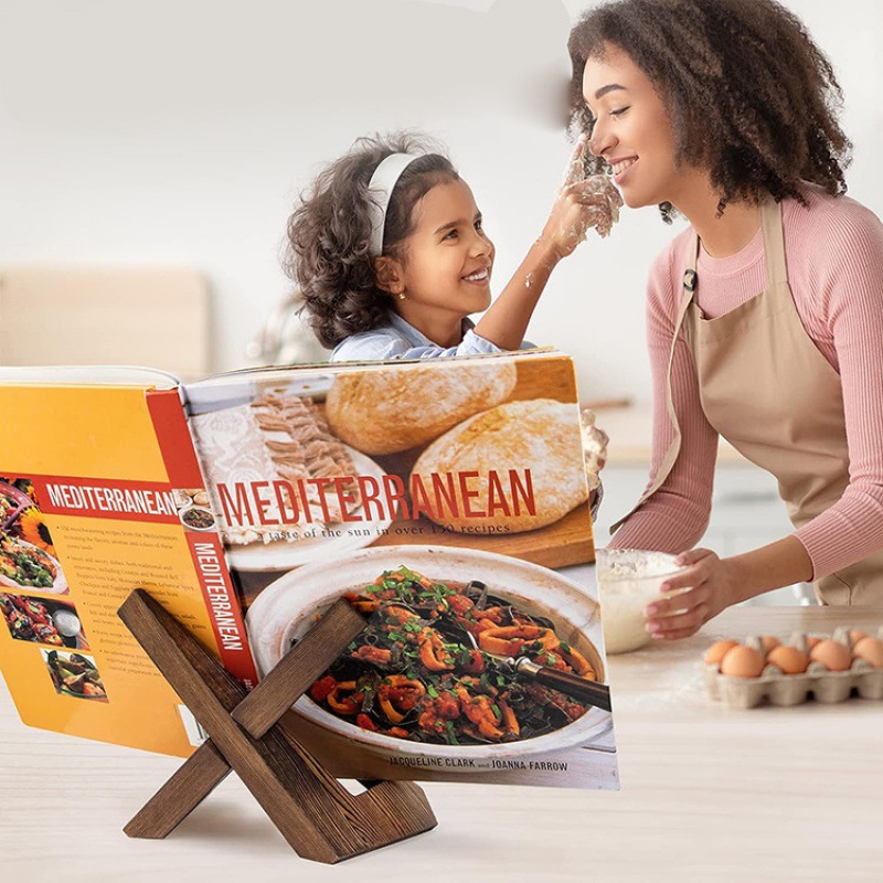 Wooden Cookbook Stand Handmade - Home Cooking Cookbook avaliação e preço