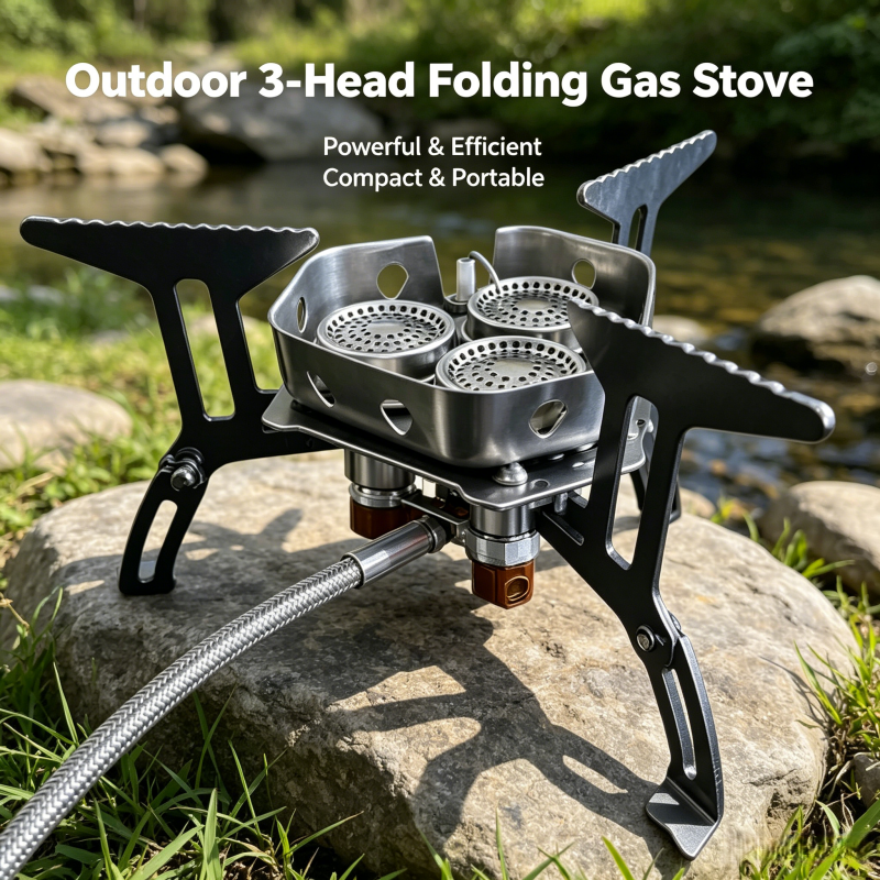 Three-head gas stove portable  - Home Cooking Gas Stove avaliação e preço