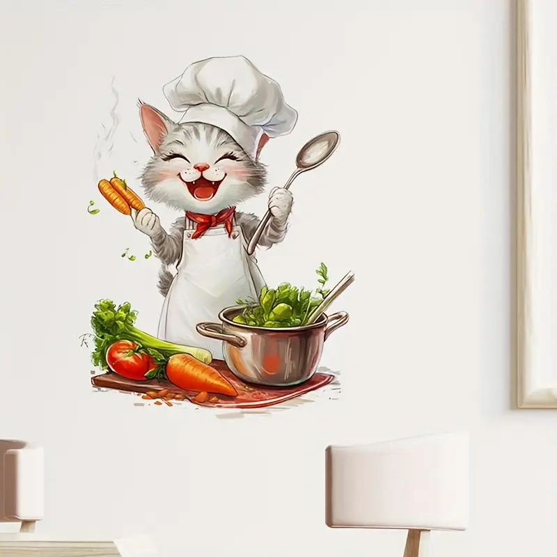 Cartoon Cat Cooking Stickers,  - Home Cooking For Cats avaliação e preço