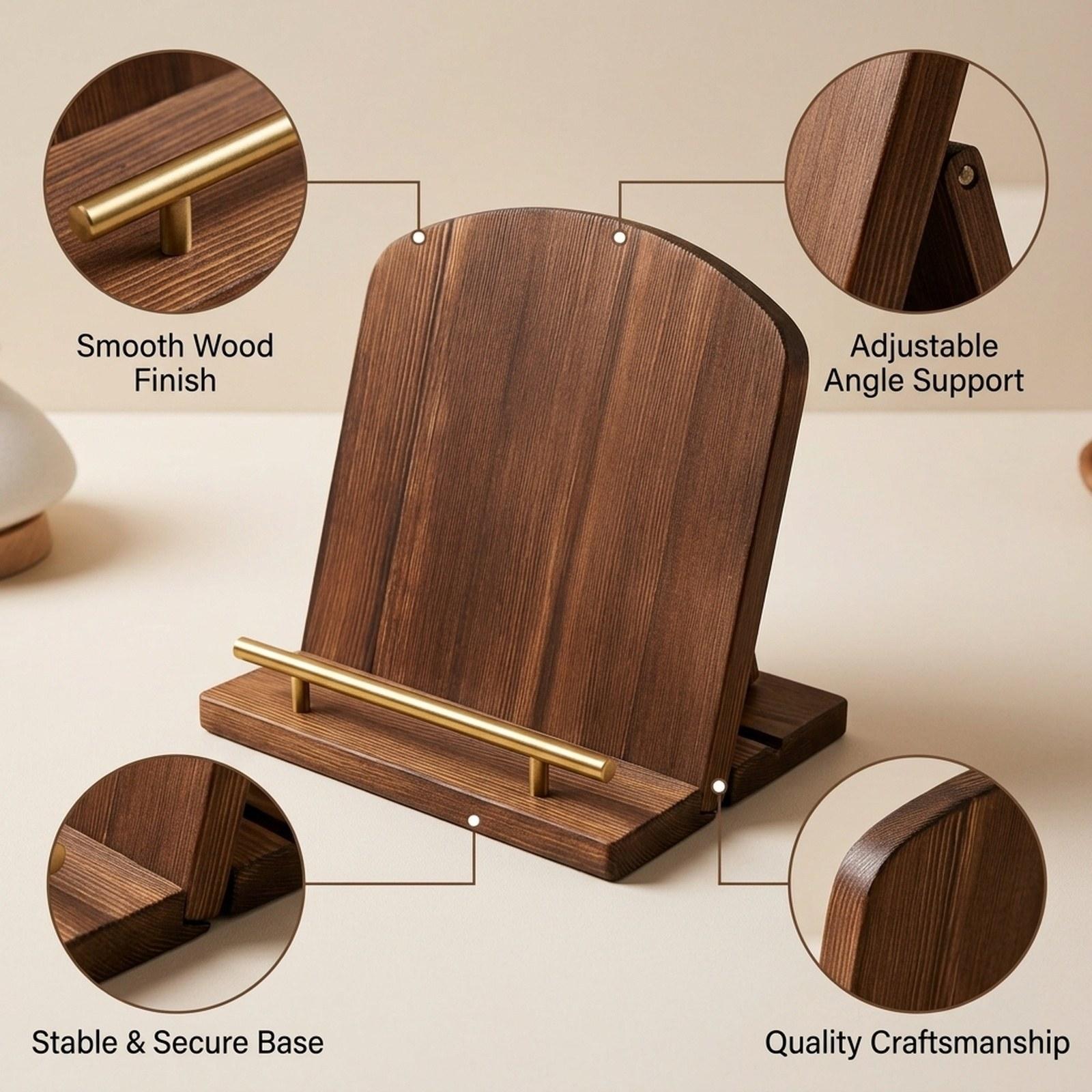 Wooden Cookbook Stand Portable - Home Cooking Cookbook avaliação e preço