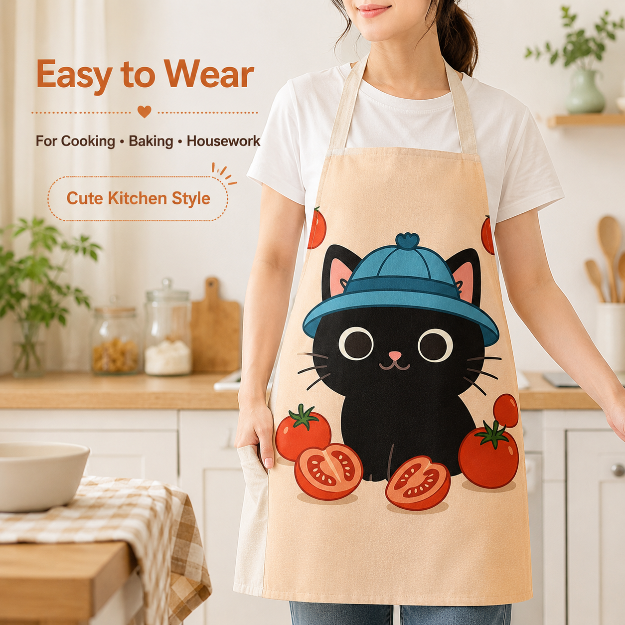Cute Black Cat Tomato Print Li - Home Cooking For Cats avaliação e preço