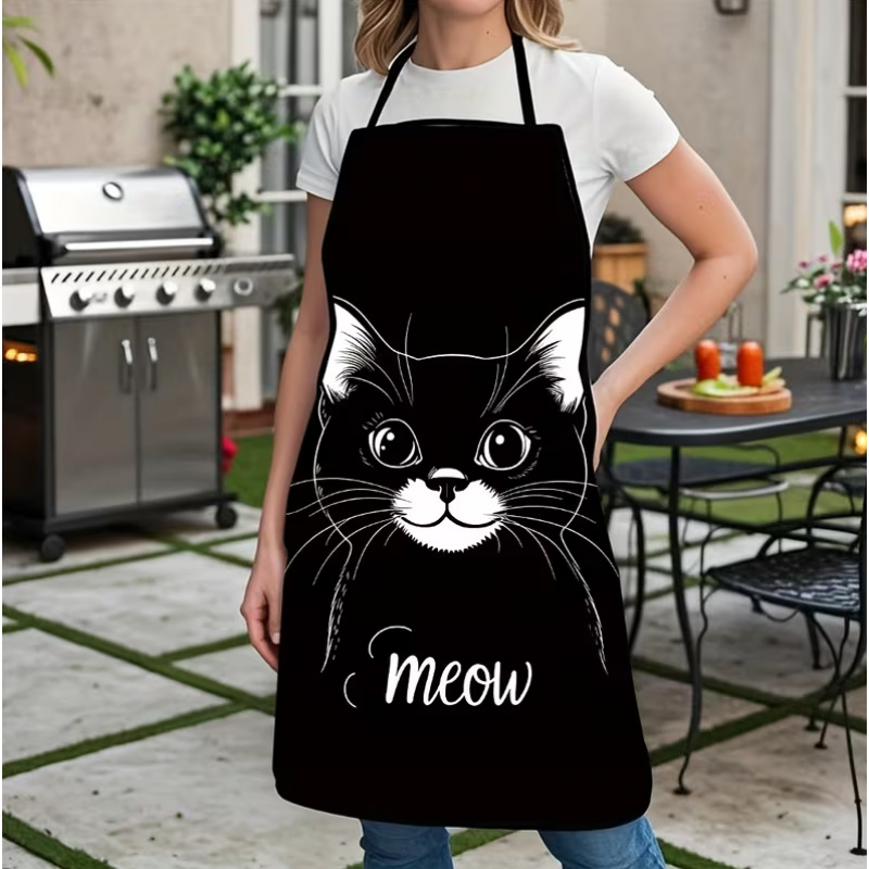 Cute Black Cat Print Apron, 1- - Home Cooking For Cats avaliação e preço