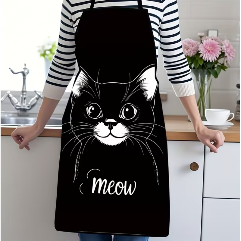Cute Black Cat Print Apron, 1- - Home Cooking For Cats avaliação e preço