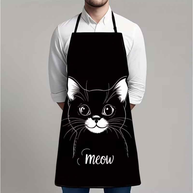 Cute Black Cat Print Apron, 1- - Home Cooking For Cats avaliação e preço