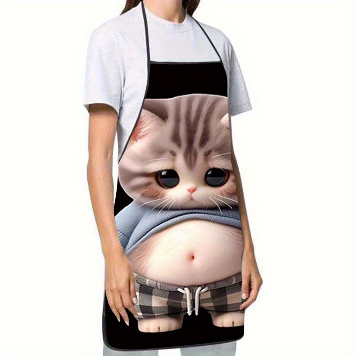 Cute Cartoon Cat Print Apron,  - Home Cooking For Cats avaliação e preço