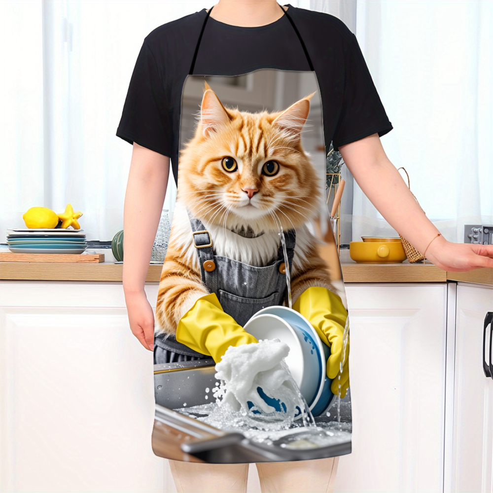Cat Washing Dishes Apron Kitch - Home Cooking For Cats avaliação e preço