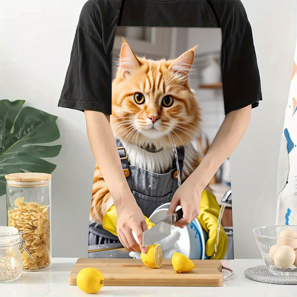 Cat Washing Dishes Apron Kitch - Home Cooking For Cats avaliação e preço