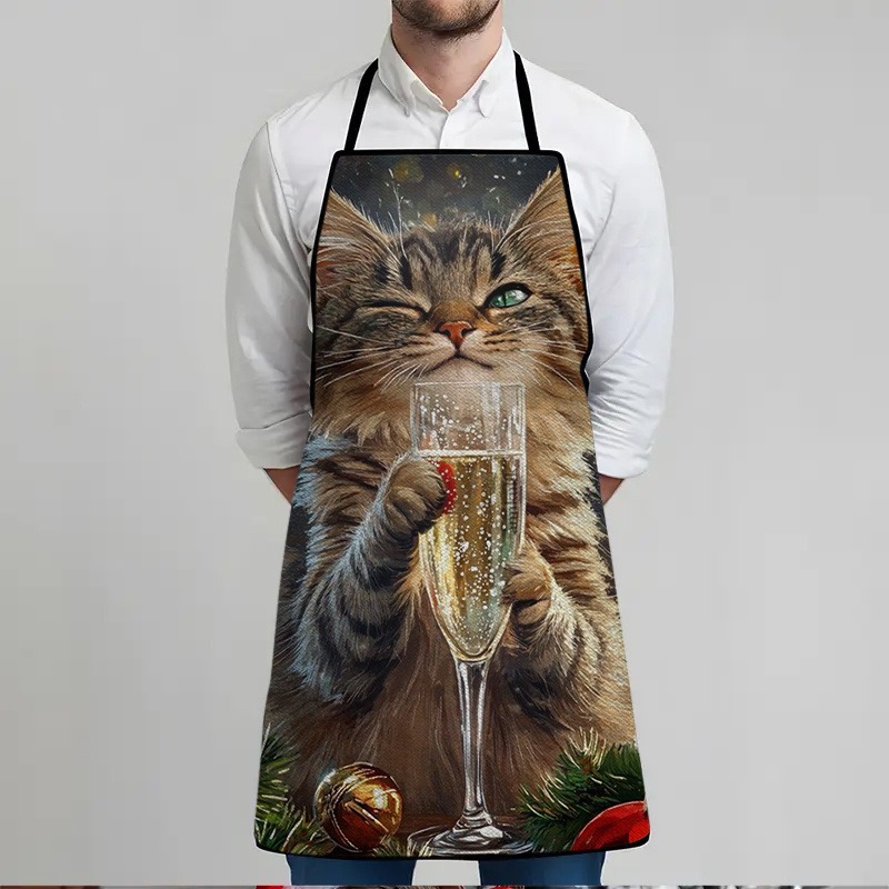 A Cat-Themed Printed Apron, St - Home Cooking For Cats avaliação e preço