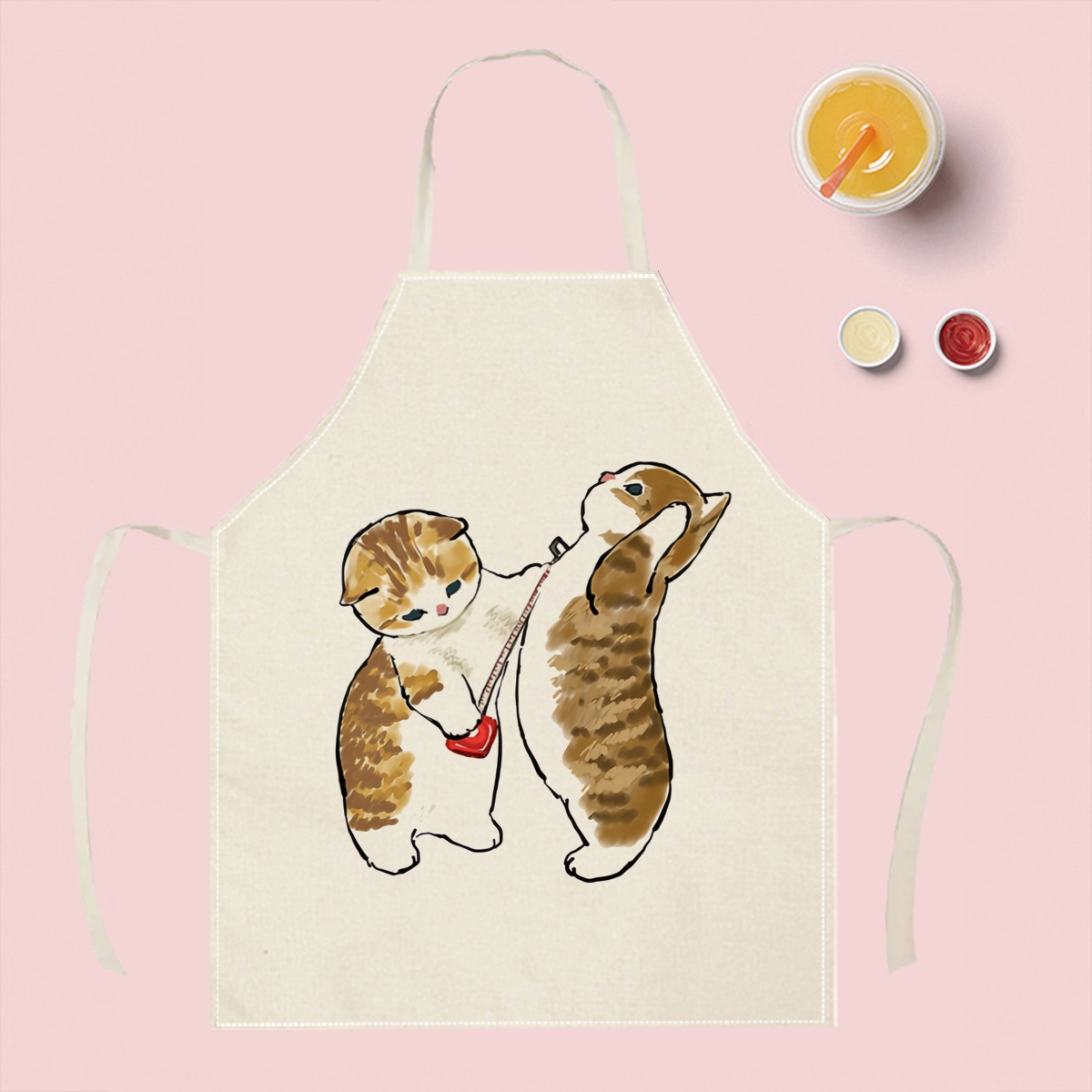 1pc Cute Cats Playing Apron Li - Home Cooking For Cats avaliação e preço