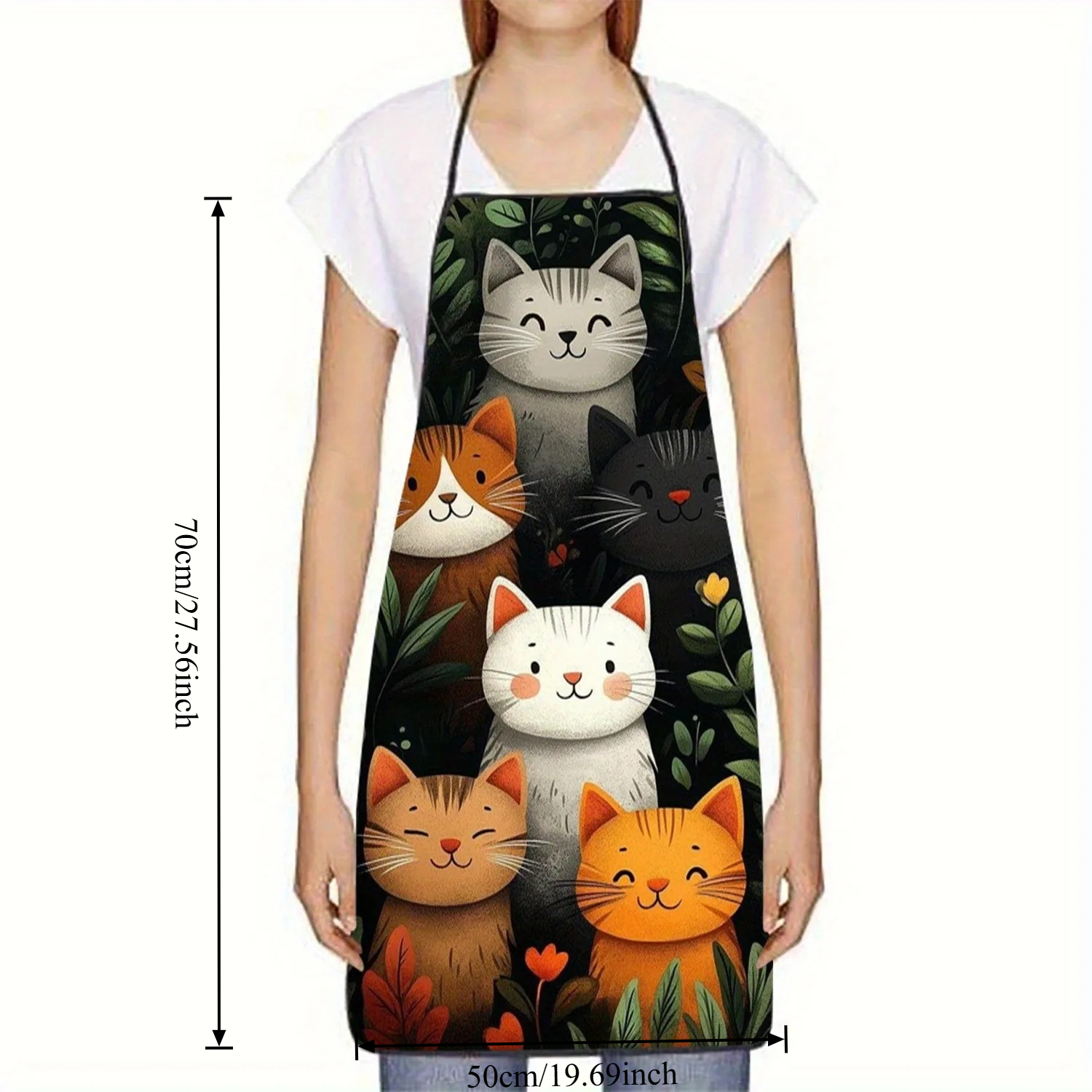 Cute Cartoon Cat Print Polyest - Home Cooking For Cats avaliação e preço