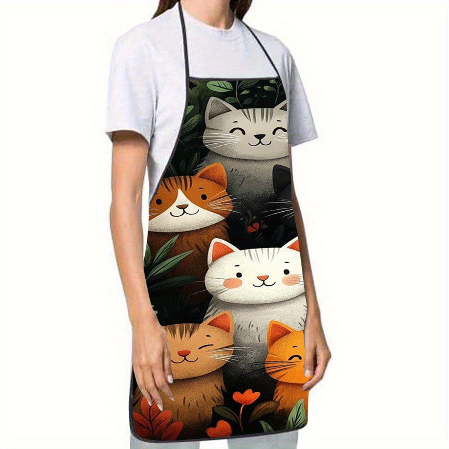 Cute Cartoon Cat Print Polyest - Home Cooking For Cats avaliação e preço