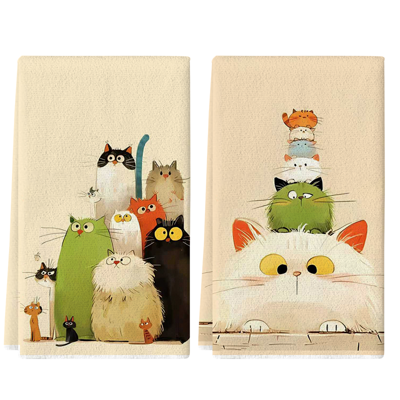 2Pcs, Cute Cat-Themed Kitchen  - Home Cooking For Cats avaliação e preço