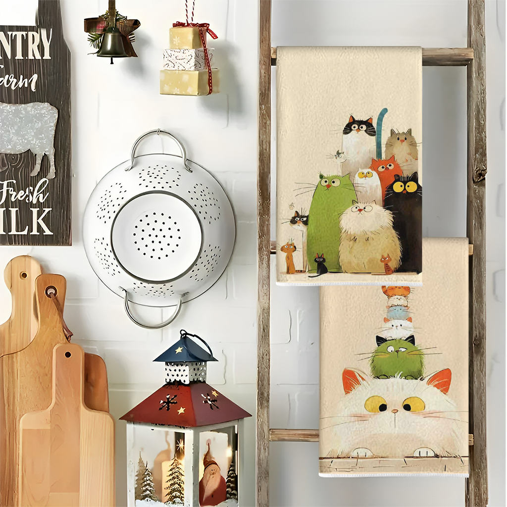 2Pcs, Cute Cat-Themed Kitchen  - Home Cooking For Cats avaliação e preço